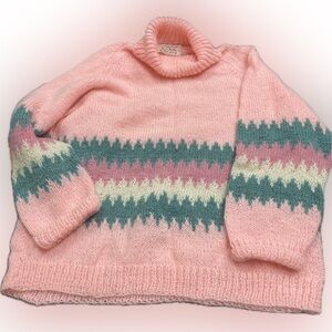 Hand Knit Peach Turtleneck Sweater
